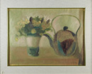 Vaso fiori e brocca, 1960 - olio su carta, 38 x 28 cm