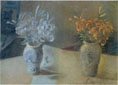 Due vasi di fiori, 1979 - olio su cartone, 50 x 71 cm